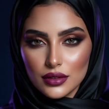إطلالة سهرة بحجاب أسود وشفاه خوخية